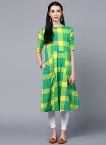 Cross Colors Women Checkered Flared Kurta - Buy Cross Colors Women Checkered Flared Kurta Online ...