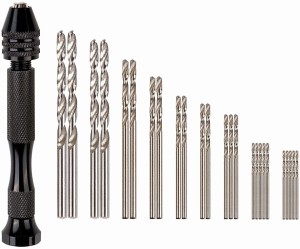 Jewelry YYGJ Hand Drill Bits Set,Manual Tool Precision Pin Vises with 10pcs Twist Drill Bits for Wood Delicate Manual Work and Model Making DIY Drilling 