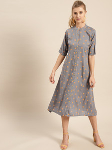 AKS Couture Women A-line Grey Dress 