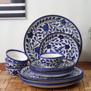 blue pottery dinner set