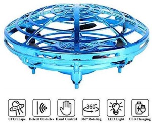 Indoor Flying Toys with 360 Rotating and Shinning LED Lights Helicopter Toy for Boys or Girls Kim Player UFO Drone-Hand Operated Drones Flying Ball Drones for Kids and Adults Blue 