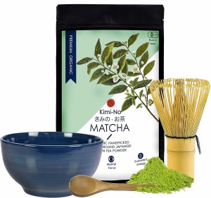 bamboo in gift boxOriginal Aricola® moss green 3 pieces Matcha set Matcha spoon and Matcha broom consisting of Matcha bowl 