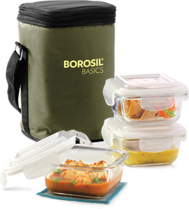 Flipkart.com | BOROSIL Basics Lunch Box with Bag, 3 Pc (320 ml x 3