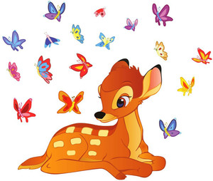 HAPPYSTICKY 70 cm Deer with Butterflies Large Vinyl Wallsticker(80 cmx ...