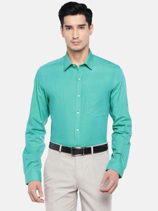 TURTLE Men Solid Formal Green Shirt 