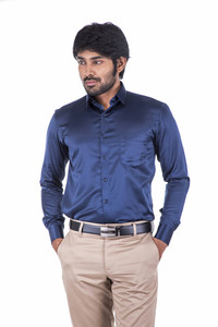 Buy Otto Men Solid Formal Blue Shirt 