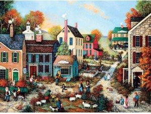 Bits and Pieces-300 Large Piece Puzzle-Country Village-by Linda Nelson Stocks 