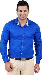 Prakasam Cotton Men Solid Casual Blue 