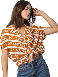 ONLY Women Printed Casual Brown Shirt 