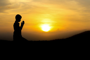 KD praying at the sunset Sticker Poster|islamic poster|religious ...