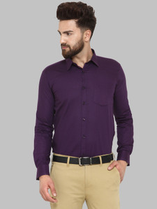 JAINISH Men Solid Formal Purple Shirt 