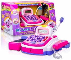 Smart Calculator Cash Register,Supermarket Cashier Toys for Kids Pink Girls Fruit Bank Card Pretend Play Cashier Toy Cash Register with Scanner Money 