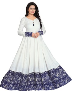 white anarkali suit flipkart