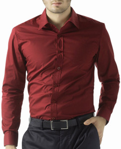Being Fab Men Solid Casual Maroon Shirt 