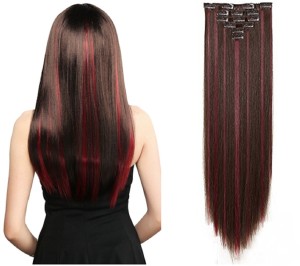 BOXO 6Pcs Clips Artificial Straight Extension For Women And Girls, Feel  Like Real s, Burgundy Highlighting Hair Extension Price in India - Buy BOXO  6Pcs Clips Artificial Straight Extension For Women And