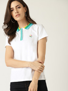 United Colors of Benetton Solid Women Polo Neck White T-Shirt - Buy United  Colors of Benetton Solid Women Polo Neck White T-Shirt Online at Best  Prices in India | Flipkart.com