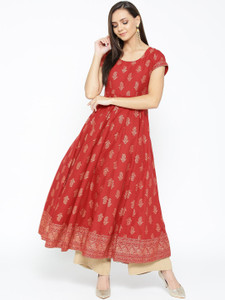 poshak Women Printed Flared Kurta - Buy 