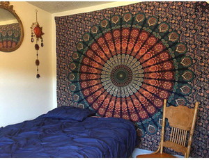 RRJAIPUR Mandala Cotton Printed Wall Hanging Bed Sheet Bed Cover