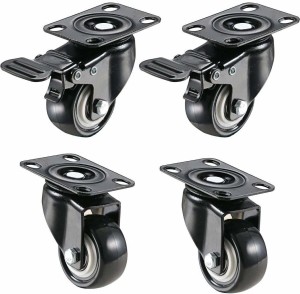 Hnfshop Set of 4 Pcs Furniture Swivel Caster Wheel for Chair/table/padestal Dia 2inch with Brake 