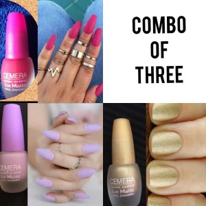 Cemera High Shine Ice Matte Nail Polish | Pink | Violet | Gold | Pack of 3  , 7ML * 3 Gold - Price in India, Buy Cemera High Shine Ice Matte