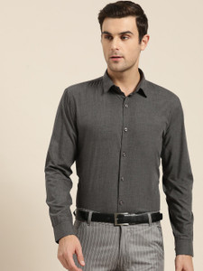 SOJANYA Men Solid Formal Grey Shirt 