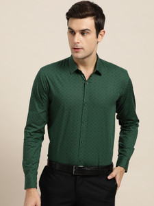 SOJANYA Men Printed Formal Dark Green 