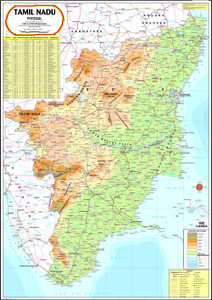  Tamil Nadu Physical Map Photographic Paper - Maps posters in India Illustration 