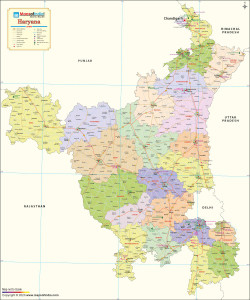 Haryana Detailed Political Map Fine Art Print - Maps posters in India