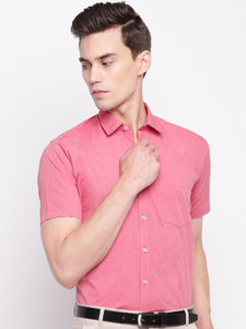 ARIHANT Men Self Design Formal Pink 