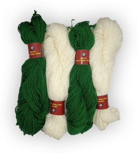 devki knitting yarn PACK OF 200 gm YARN . PEARL WHITE AND LEAF GREEN ...