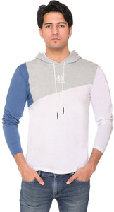 HVBK Printed Men Hooded Neck Light Blue 