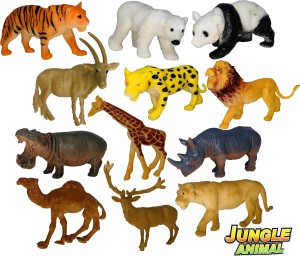 Giftary 12 Pcs Wild Zoo Animals Figurines, Made Of Good Plastic Jungle  Animals Toys Set with Tiger, Lion, Elephant, Eduactional Toys Playset for  Kids Toddler | Good Gift For Kids | Safe
