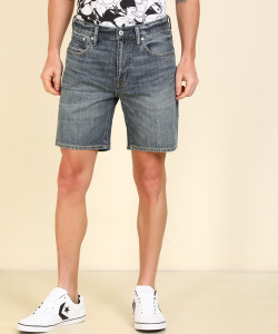 Superdry Solid Men Blue Denim Shorts 