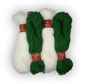 devki knitting yarn PACK OF 200 gm YARN . WHITE & LEAF GREEN COLOR ...