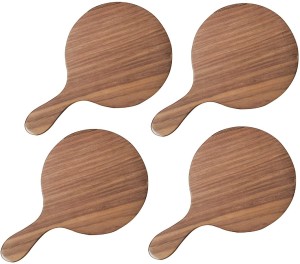 Affaires Wooden Round Pizza Plate with Handle/Bat/Board/Racket 10 Inches Mango Wood SS-016 