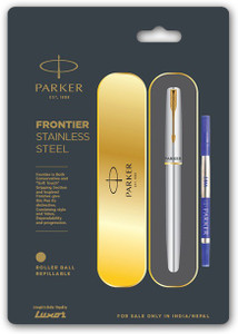 PARKER Parker Frontier Stainless Steel Roller Ball Pen with Gold Trim ...