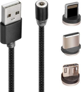 Ruier-hui Magnetic 3 in 1 LED Charging Cable Light UP USB Charger Cable LED Flowing Micro USB/USB Type C Cable Multi Charging Cord Various Occasions 
