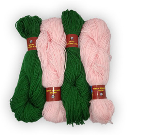 devki knitting yarn PACK OF 200 gm YARN . LEAF GREEN & LIGHT PINK COLOR ...
