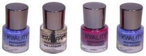 Kwality Sky blue,Nude,Dark pink,Sky blue Color Nail Polish (Pack of 4