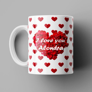 Beautum I Love You Alondra Romantic Name Ceramic White Coffee (350)ml Model  No: BILU001028 Ceramic Coffee Mug Price in India - Buy Beautum I Love You  Alondra Romantic Name Ceramic White Coffee (