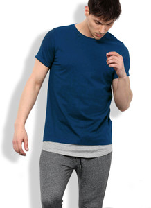 MANIAC Solid Men Round Neck Dark Blue 