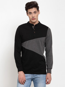 KALT Color Block Men Mandarin Collar 