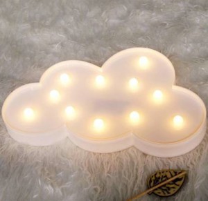 WHATOOK 3D Cloud Lamp Marquee Sign Night Light Battery Operated,Childrens Bedroom Home Decorate Nursery Lamp 11 LED Warm White Wall Lamp Kids Room Decr Cloud 