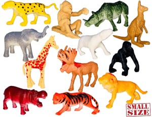 Miniature Mart Pack Of 12 Very Basic Small Size Safari Animals Figures,  Realistic Tiny Animals Figurines, Made of Vinyl Plastic Animals Toys Set |  Mini Animal | Very Small Tiny Animal Basic