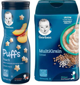 GERBER Multigrain Cereal 8oz Peach Puffs Cereal Price in India