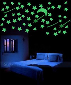 Glow in The Dark Stars Wall Stickers for Home Art Decor Ceiling Wall Decorate Kids Babys Bedroom Decorations GOODBUY Star Luminous Stickers 100 PCS Fluorescent Stars Wall Stickers Yellow 