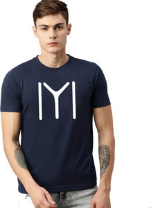 ITBD Solid Men Round Neck Blue T-Shirt 