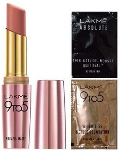 Lakm To Primer Plus Matte Lip Color Shade Blushing Nude With Complimentary Trial Sachets