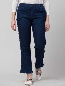 Slacks and Chinos Capri and cropped trousers Womens Clothing Trousers Dondup Cotton Cropped Trousers in Dark Blue Blue 