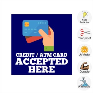 Credit Cards Accepted Ghost Aged Blue Heavy-Duty Outdoor Vinyl Banner 8'x8' CGSignLab